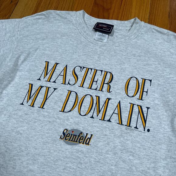 Vintage Seinfeld Gray T-Shirt 90s Medium Master of My Domain The Contest 1995 TV - Picture 2 of 7